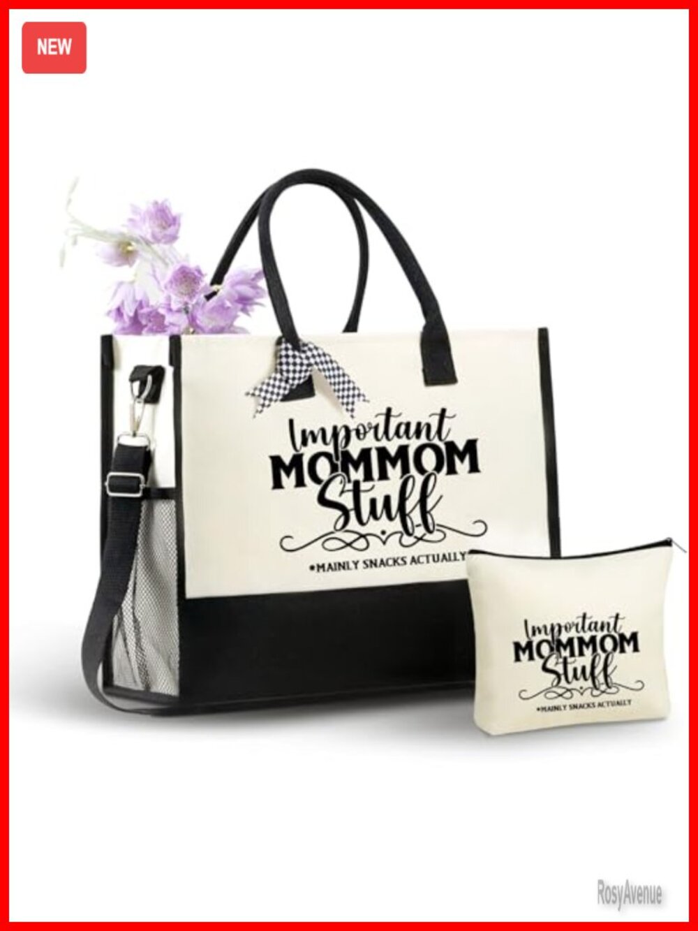 Canvas Tote Bag with Top Zipper Closure and Shoulder Strap